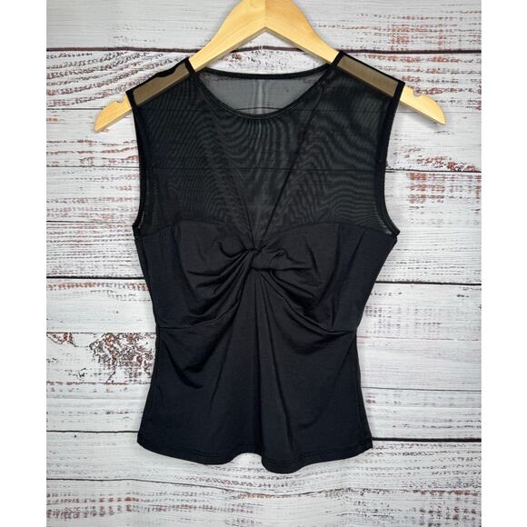 Abercrombie and Fitch Black Mesh Twist Top Women's Size S Tank Datenight EUC - Picture 3 of 6